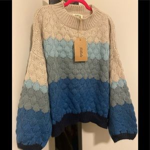 Listicle Scalloped Ombré Knit Sweater